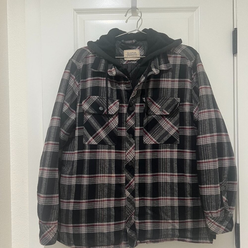 Boston Traders Mens Hooded Flannel Jacket